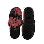 Red Japanese Amaryllis Pattern Print Slippers