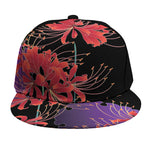 Red Japanese Amaryllis Pattern Print Snapback Cap