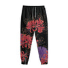 Red Japanese Amaryllis Pattern Print Sweatpants