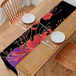 Red Japanese Amaryllis Pattern Print Table Runner
