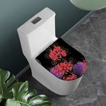 Red Japanese Amaryllis Pattern Print Toilet Lid Cover