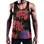 Red Japanese Amaryllis Pattern Print Training Tank Top