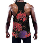Red Japanese Amaryllis Pattern Print Training Tank Top