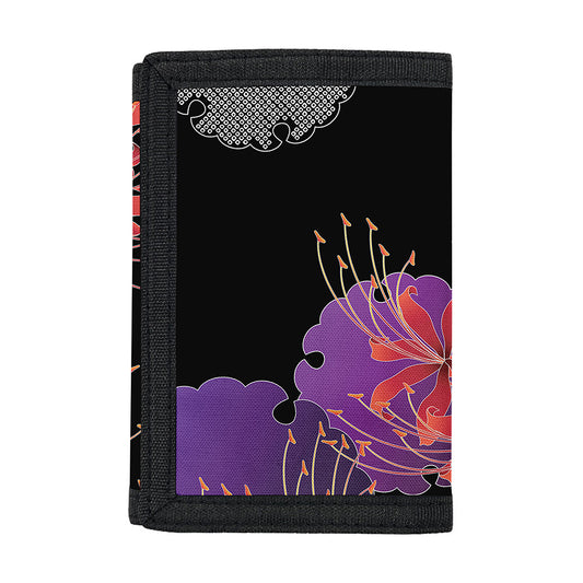 Red Japanese Amaryllis Pattern Print Trifold Wallet