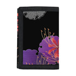 Red Japanese Amaryllis Pattern Print Trifold Wallet