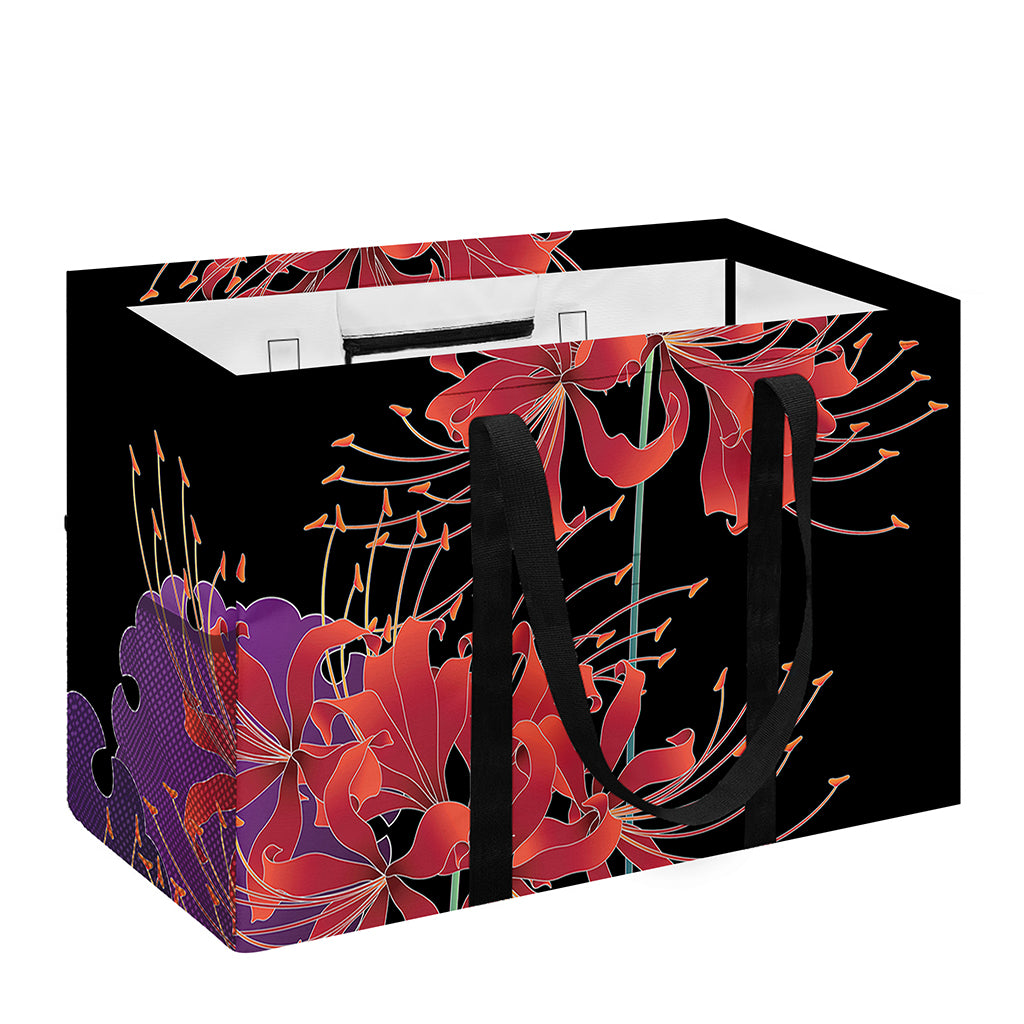 Red Japanese Amaryllis Pattern Print Utility Tote Bag