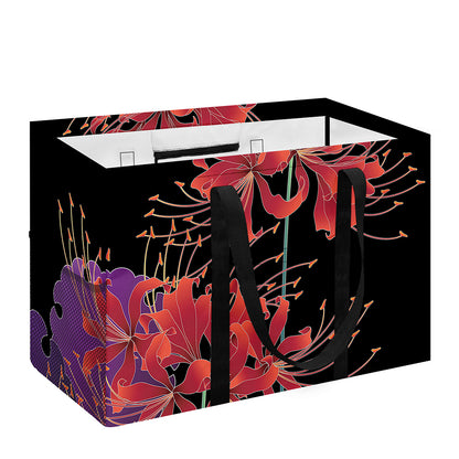 Red Japanese Amaryllis Pattern Print Utility Tote Bag