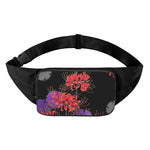 Red Japanese Amaryllis Pattern Print Waist Bag