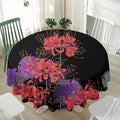 Red Japanese Amaryllis Pattern Print Waterproof Round Tablecloth
