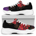 Red Japanese Amaryllis Pattern Print White Chunky Shoes