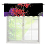 Red Japanese Amaryllis Pattern Print Window Valance