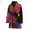 Red Japanese Amaryllis Pattern Print Women's Bathrobe