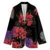 Red Japanese Amaryllis Pattern Print Women's Cotton Blazer