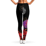 Red Japanese Amaryllis Pattern Print Women's Leggings