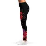 Red Japanese Amaryllis Pattern Print Women's Leggings