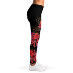 Red Japanese Amaryllis Pattern Print Women's Leggings