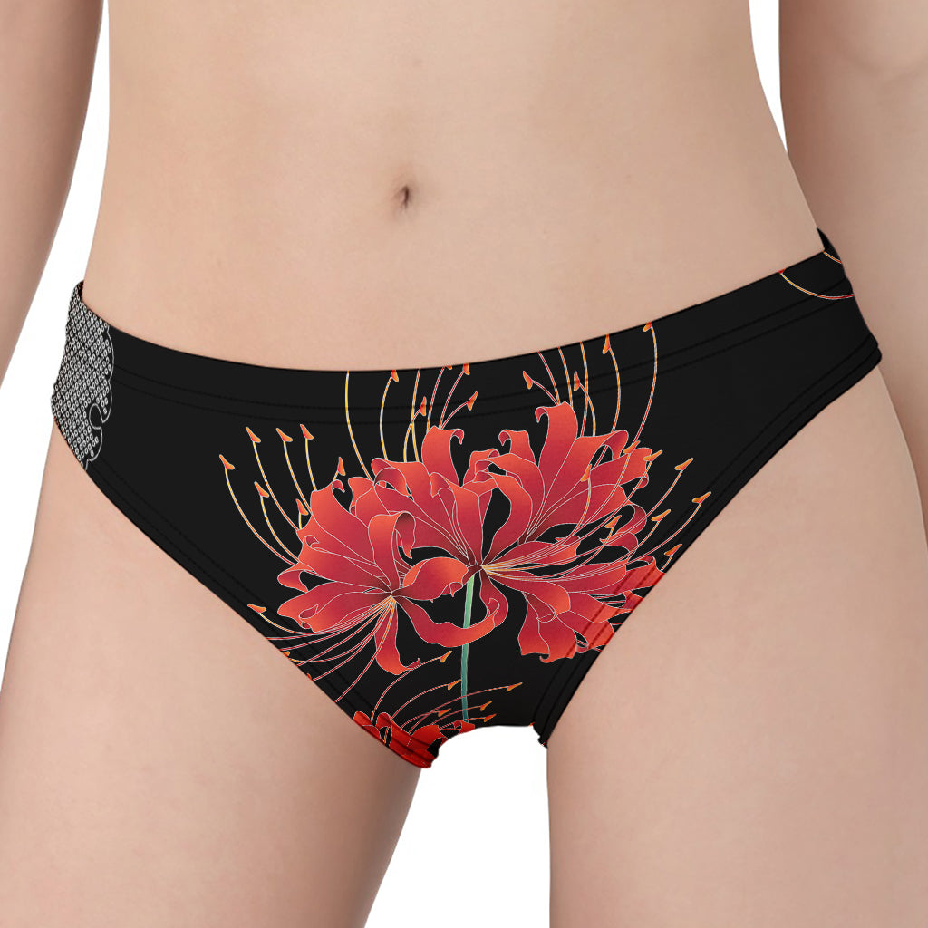 Red Japanese Amaryllis Pattern Print Women's Panties