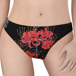 Red Japanese Amaryllis Pattern Print Women's Thong