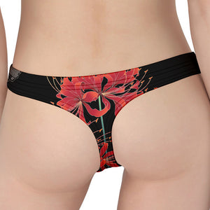 Red Japanese Amaryllis Pattern Print Women's Thong