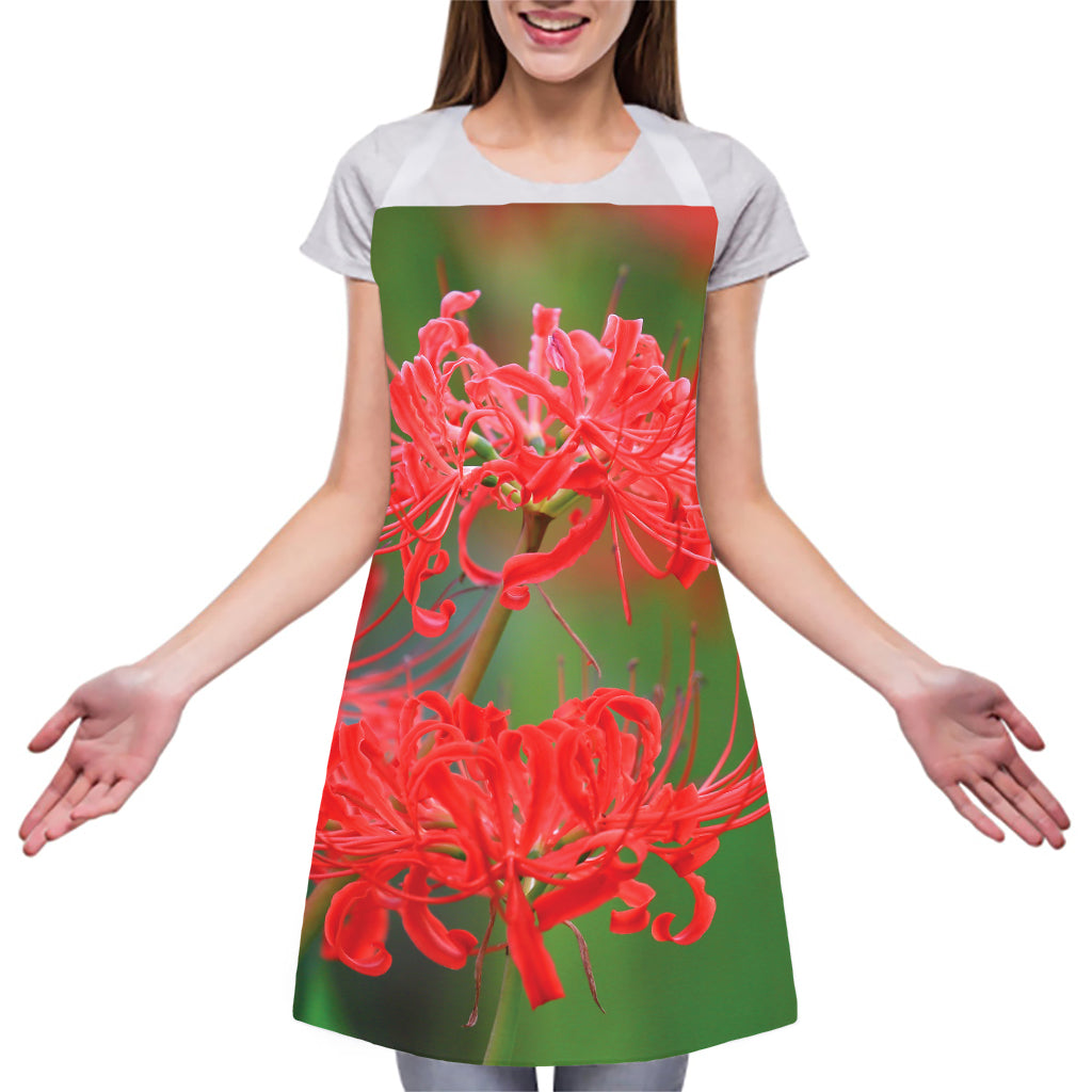 Red Japanese Amaryllis Print Adjustable Apron