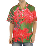 Red Japanese Amaryllis Print Aloha Shirt