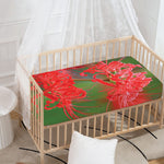Red Japanese Amaryllis Print Baby Crib Sheet