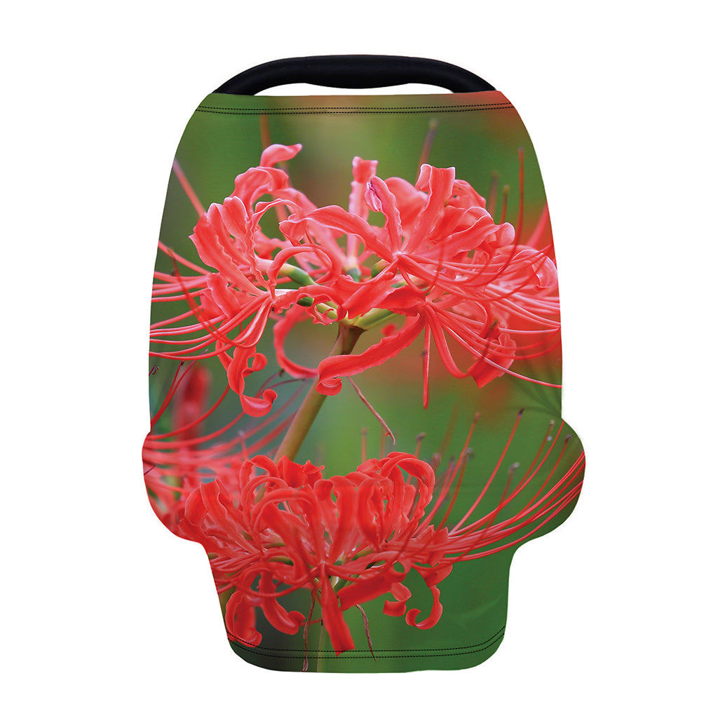 Red Japanese Amaryllis Print Baby Seat Cover