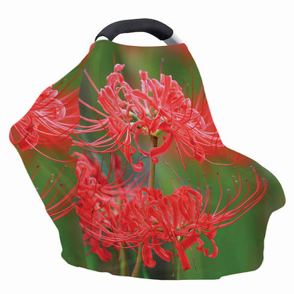 Red Japanese Amaryllis Print Baby Seat Cover