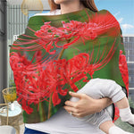 Red Japanese Amaryllis Print Baby Seat Cover