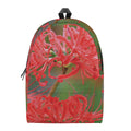 Red Japanese Amaryllis Print School Backpack