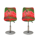 Red Japanese Amaryllis Print Bar Stool Covers
