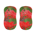 Red Japanese Amaryllis Print Bar Stool Covers