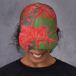 Red Japanese Amaryllis Print Baseball Cap