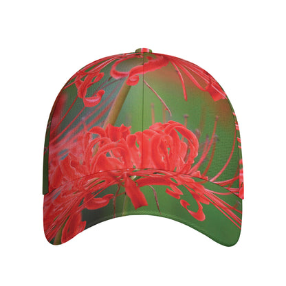 Red Japanese Amaryllis Print Baseball Cap