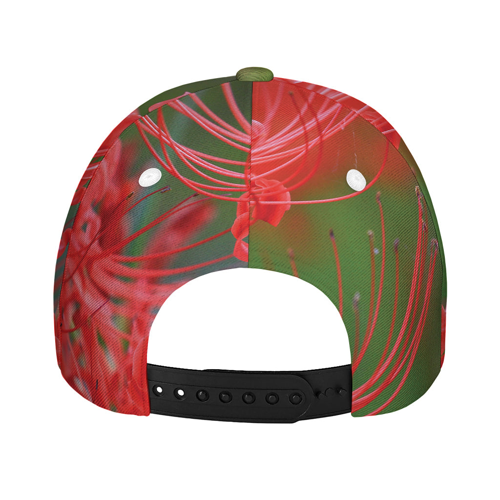 Red Japanese Amaryllis Print Baseball Cap