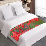 Red Japanese Amaryllis Print Bed Runner
