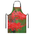 Red Japanese Amaryllis Print Bib Apron With Pocket