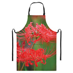 Red Japanese Amaryllis Print Bib Apron With Pocket
