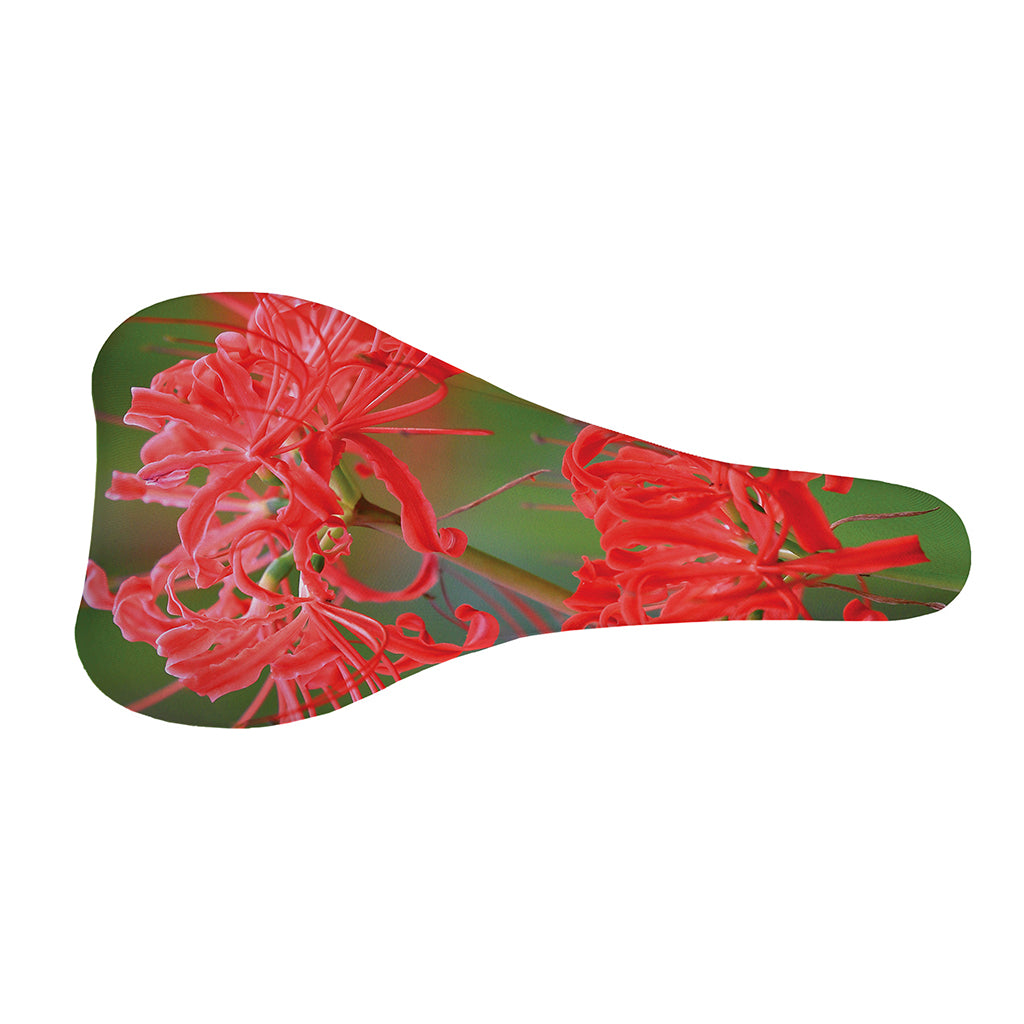 Red Japanese Amaryllis Print Bicycle Seat Cover