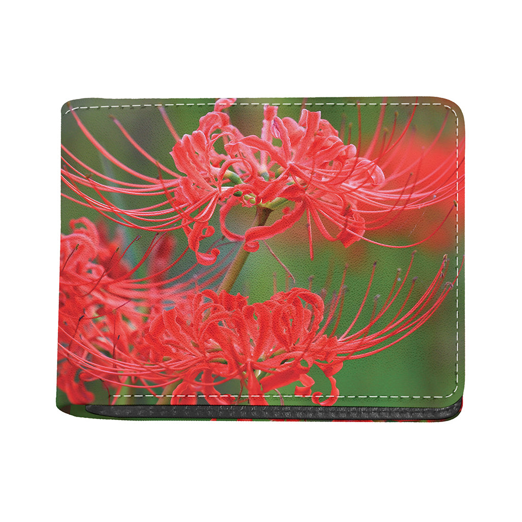 Red Japanese Amaryllis Print Bifold Wallet