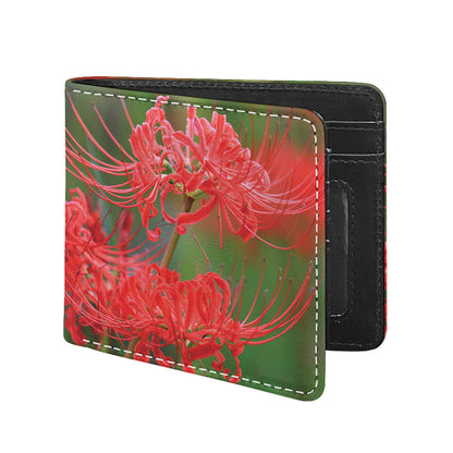 Red Japanese Amaryllis Print Bifold Wallet