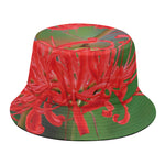 Red Japanese Amaryllis Print Bucket Hat