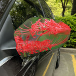 Red Japanese Amaryllis Print Car Side Mirror Covers