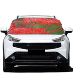 Red Japanese Amaryllis Print Car Windshield Snow Cover
