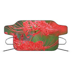 Red Japanese Amaryllis Print Car Windshield Snow Cover