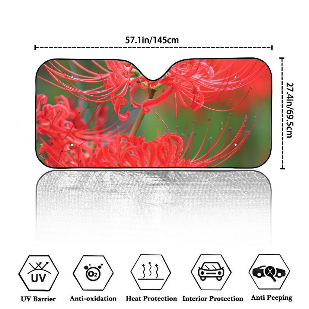 Red Japanese Amaryllis Print Car Windshield Sun Shade