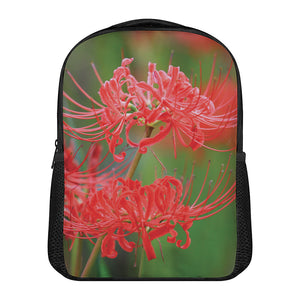 Red Japanese Amaryllis Print Casual Backpack