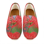 Red Japanese Amaryllis Print Casual Shoes