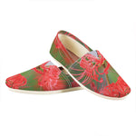 Red Japanese Amaryllis Print Casual Shoes