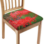 Red Japanese Amaryllis Print Chair Cushion Cover